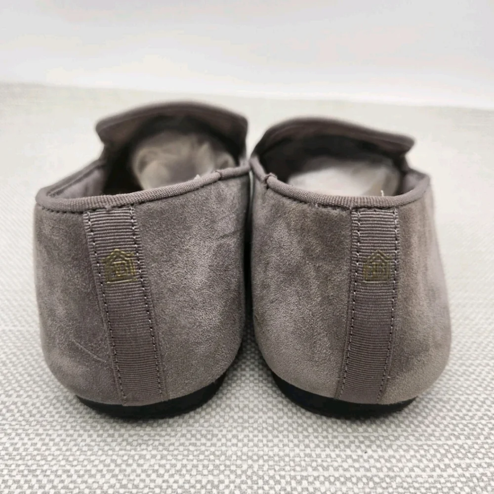 Birdies Size 8 Gray Leather  Suede Flats Loafer Slip On Women Comfort Shoes